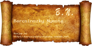 Bercsinszky Nyeste névjegykártya